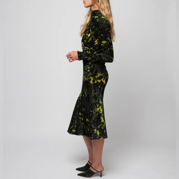 Dries Van Noten Henalis Velvet Green and Black Dress - Picture 2 of 16